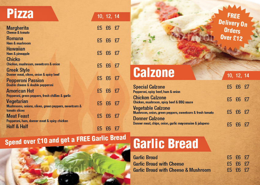 Takeaway menu design